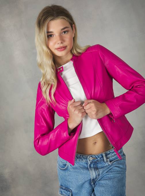 vrouwen Alcott bk1 zwart Bikerjack met leereffect kleding PT24150