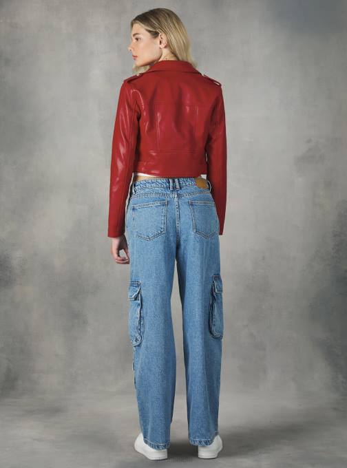 vrouwen Alcott bk1 zwart Bikerjack met leereffect kleding PT24241