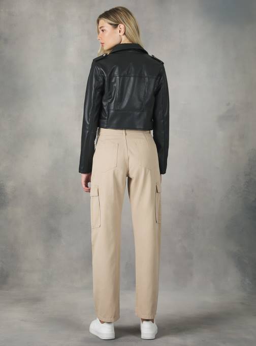 vrouwen Alcott bk1 zwart Bikerjack met leereffect kleding PT24453