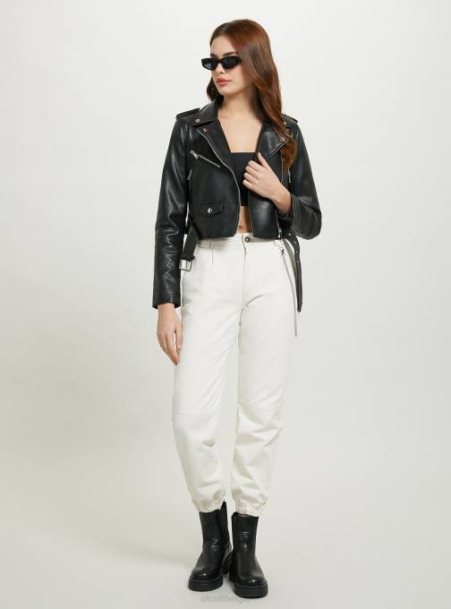 vrouwen Alcott bk1 zwart Bikerjack met leereffect kleding PT2462