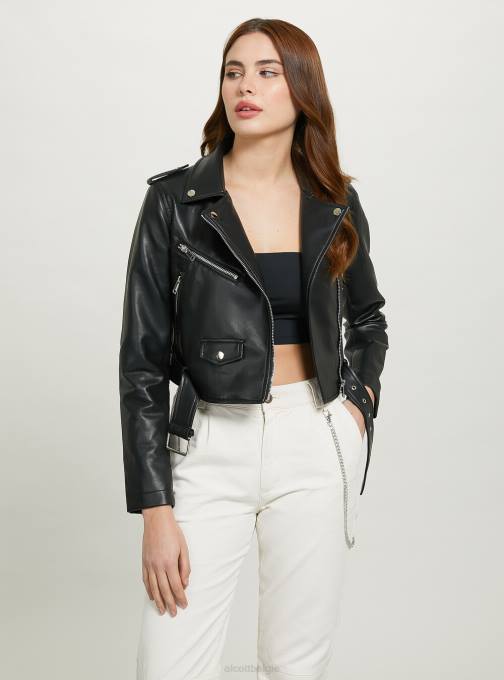 vrouwen Alcott bk1 zwart Bikerjack met leereffect kleding PT2462