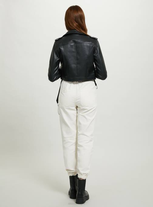 vrouwen Alcott bk1 zwart Bikerjack met leereffect kleding PT2462