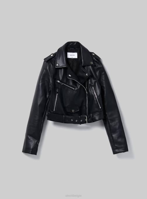 vrouwen Alcott bk1 zwart Bikerjack met leereffect kleding PT2462