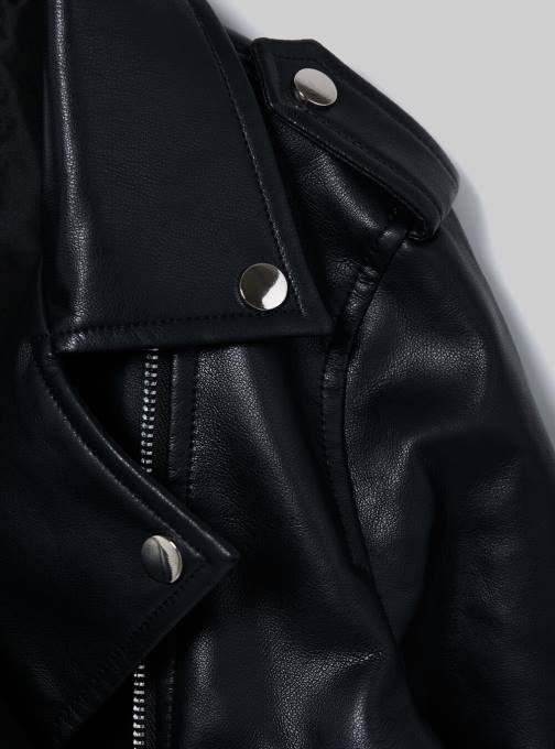 vrouwen Alcott bk1 zwart Bikerjack met leereffect kleding PT2462