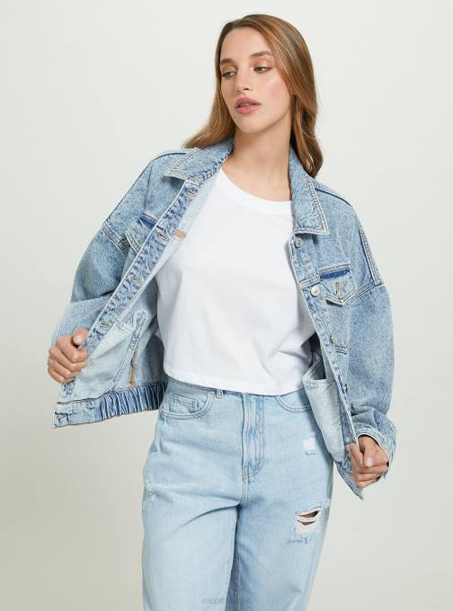 vrouwen Alcott d006 azuurblauw spijkerjasje met elastische taille kleding PT24490