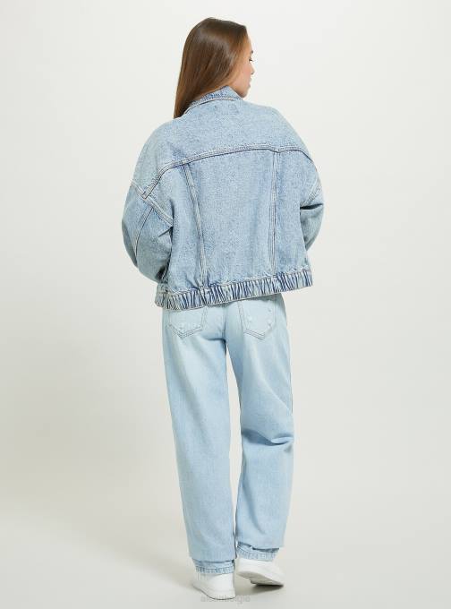 vrouwen Alcott d006 azuurblauw spijkerjasje met elastische taille kleding PT24490