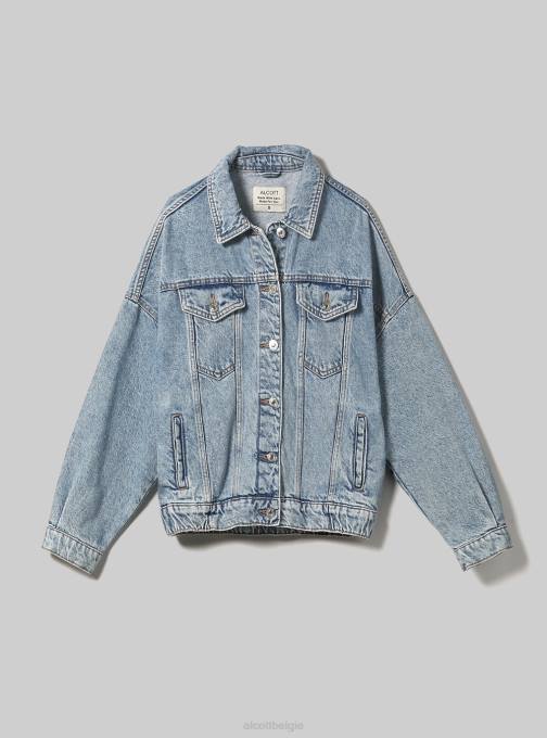 vrouwen Alcott d006 azuurblauw spijkerjasje met elastische taille kleding PT24490