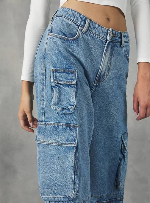 vrouwen Alcott d006 azuurblauw Multi-cargo comfort-fit jeans kleding PT24115