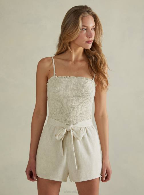 vrouwen Alcott c0578 beige korte jumpsuit van linnenmix kleding PT24402