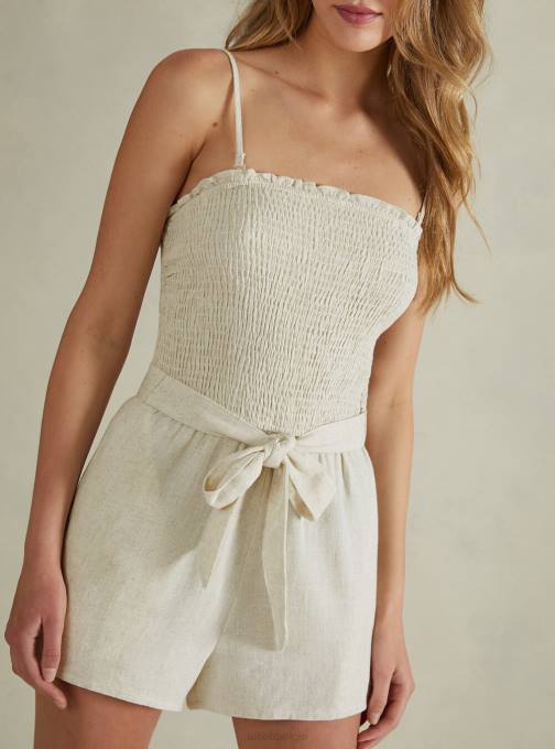 vrouwen Alcott c0578 beige korte jumpsuit van linnenmix kleding PT24402