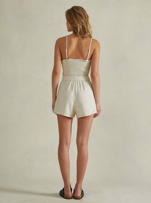 vrouwen Alcott c0578 beige korte jumpsuit van linnenmix kleding PT24402