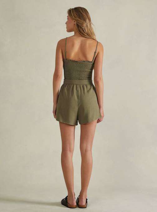 vrouwen Alcott c0578 beige korte jumpsuit van linnenmix kleding PT24429