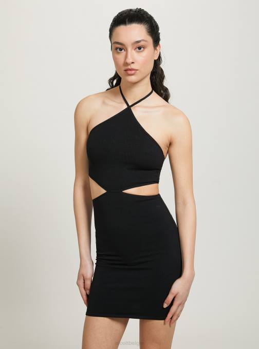 vrouwen Alcott bk1 zwart uitgesneden jurk met halterhalslijn kleding PT24197