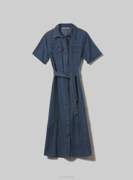 vrouwen Alcott d003 middenblauw vestito chemiseur van denim kleding PT24110