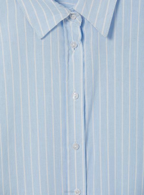 vrouwen Alcott az3 azuurblauw licht gestreept overhemd van linnenmix kleding PT2421