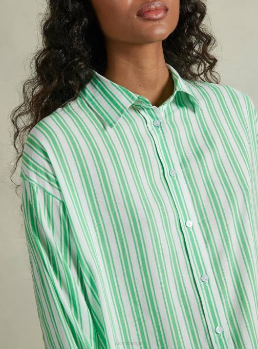 vrouwen Alcott az3 azuurblauw licht gestreept overhemd van linnenmix kleding PT2425