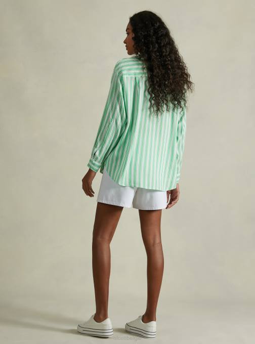 vrouwen Alcott az3 azuurblauw licht gestreept overhemd van linnenmix kleding PT2425