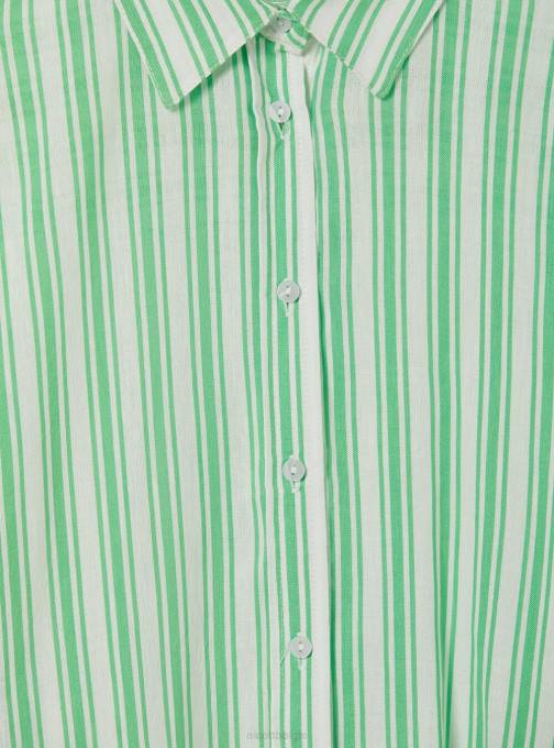 vrouwen Alcott az3 azuurblauw licht gestreept overhemd van linnenmix kleding PT2425