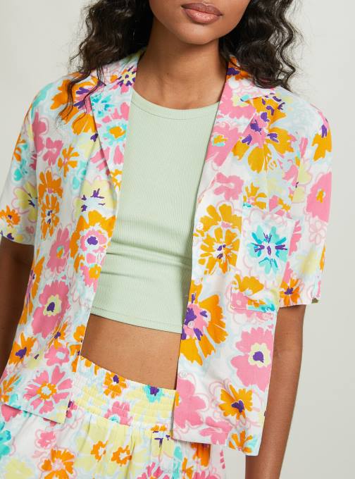 vrouwen Alcott bk1 zwart cropped overhemd met print kleding PT241