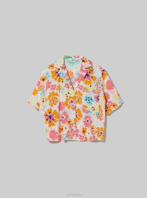 vrouwen Alcott bk1 zwart cropped overhemd met print kleding PT241