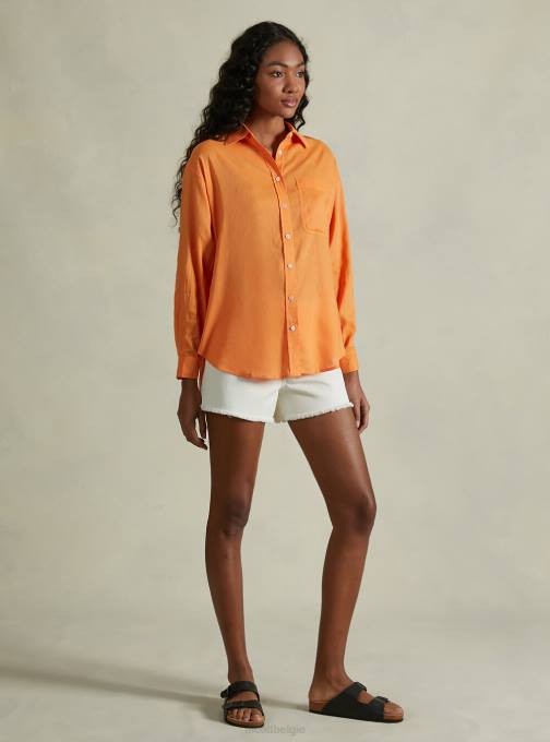 vrouwen Alcott ga3 aquagroen licht overhemd van linnenmix met borstzak kleding PT24112