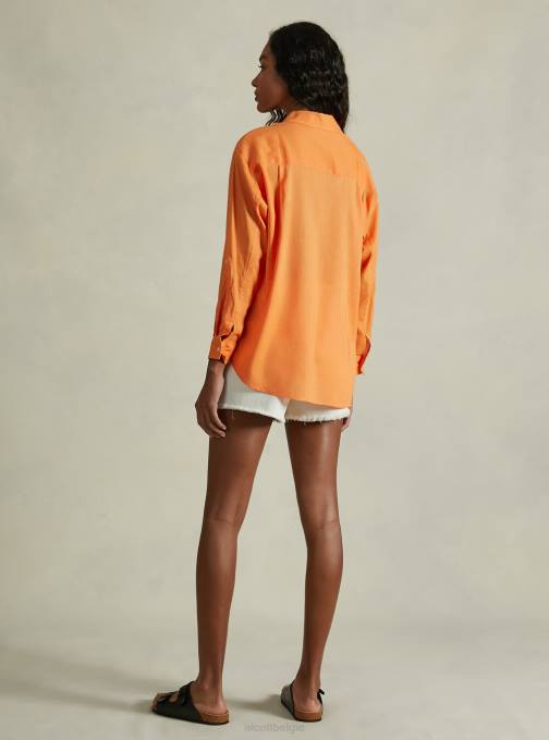 vrouwen Alcott ga3 aquagroen licht overhemd van linnenmix met borstzak kleding PT24112