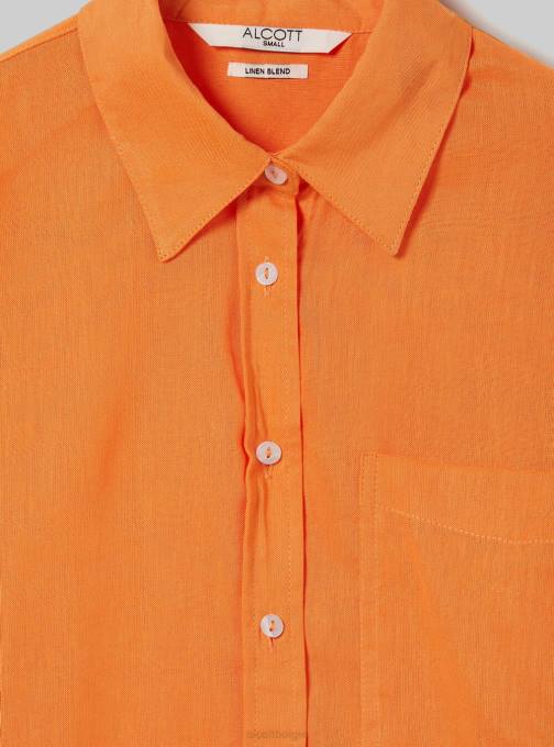 vrouwen Alcott ga3 aquagroen licht overhemd van linnenmix met borstzak kleding PT24112