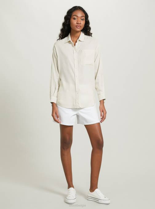 vrouwen Alcott ga3 aquagroen licht overhemd van linnenmix met borstzak kleding PT24162