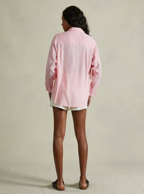 vrouwen Alcott ga3 aquagroen licht overhemd van linnenmix met borstzak kleding PT24456