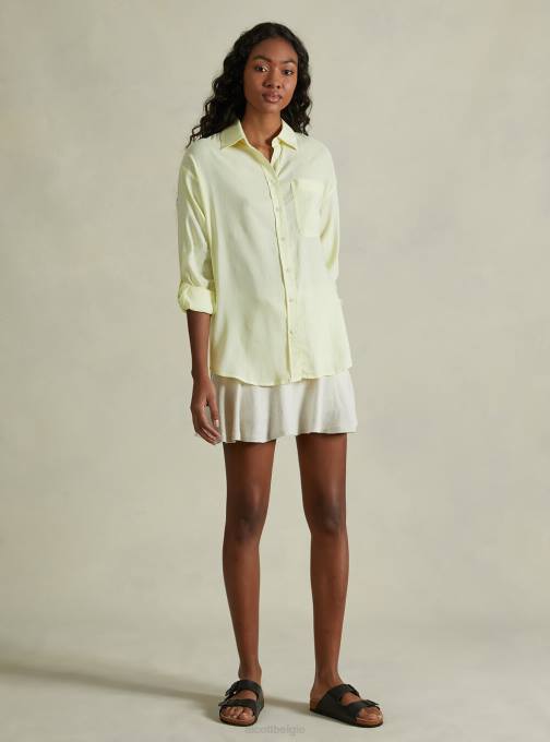 vrouwen Alcott ga3 aquagroen licht overhemd van linnenmix met borstzak kleding PT24518