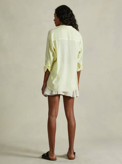 vrouwen Alcott ga3 aquagroen licht overhemd van linnenmix met borstzak kleding PT24518