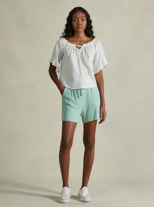 vrouwen Alcott ky1 kaky donker blouse van linnenmix met bardot-halslijn kleding PT2427