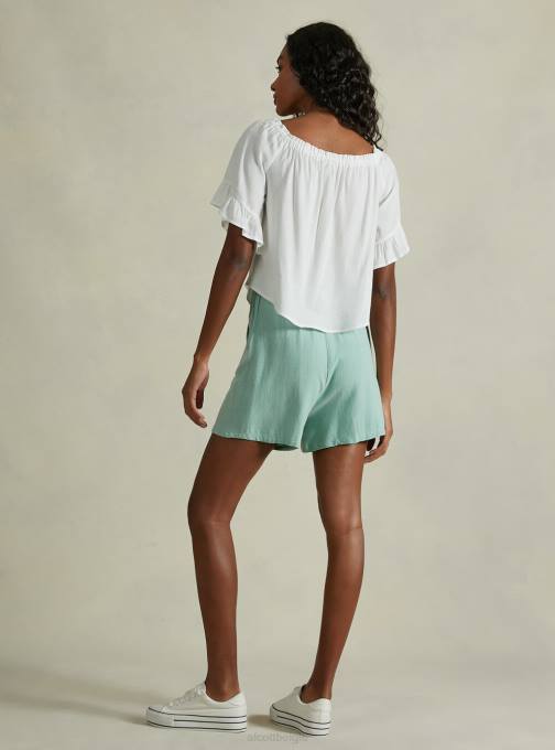 vrouwen Alcott ky1 kaky donker blouse van linnenmix met bardot-halslijn kleding PT2427