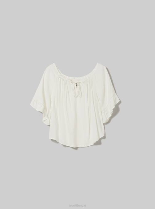 vrouwen Alcott ky1 kaky donker blouse van linnenmix met bardot-halslijn kleding PT2427