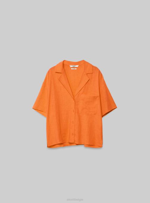 vrouwen Alcott pk3 roze licht overhemd met korte mouwen van een linnenmix kleding PT24483