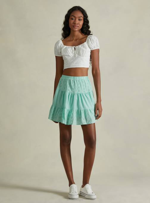 vrouwen Alcott wh2 wit Sangallo kanten cropped blouse kleding PT24173