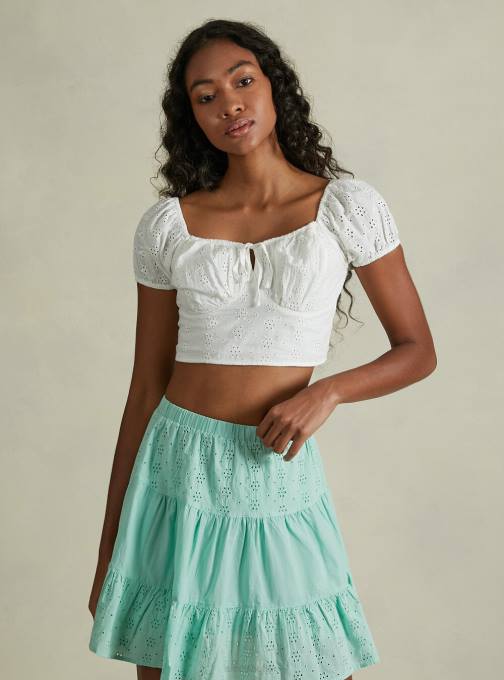 vrouwen Alcott wh2 wit Sangallo kanten cropped blouse kleding PT24173