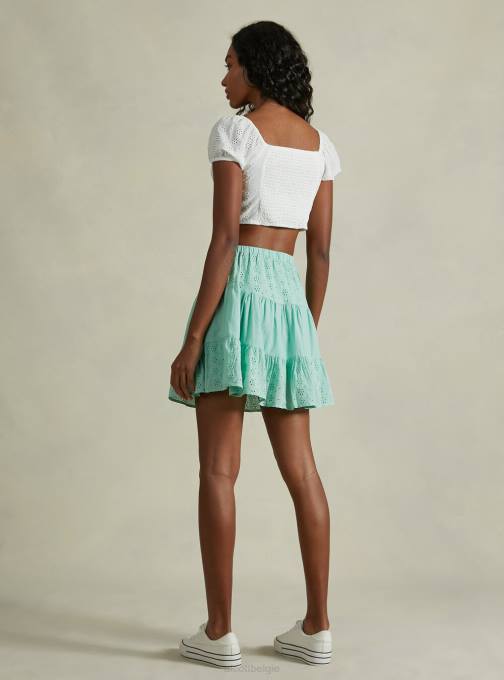 vrouwen Alcott wh2 wit Sangallo kanten cropped blouse kleding PT24173