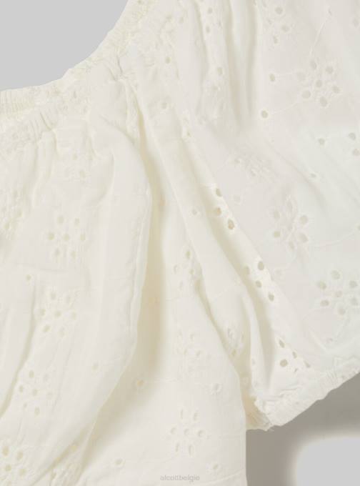 vrouwen Alcott wh2 wit Sangallo kanten cropped blouse kleding PT24173