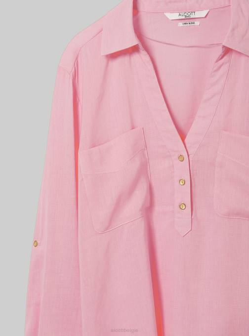 vrouwen Alcott wh2 wit blusa in puro lino kleding PT24224