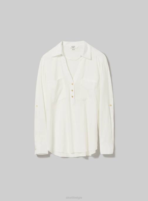 vrouwen Alcott wh2 wit blusa in puro lino kleding PT2424