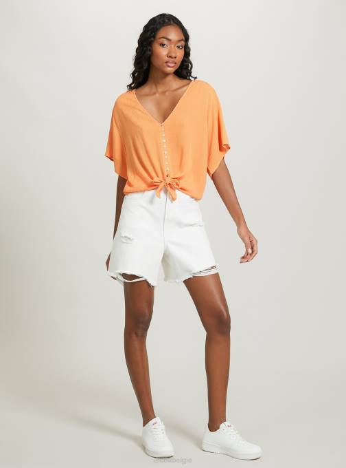 vrouwen Alcott wh2 wit shirt met v-hals en knoop in de taille kleding PT24168