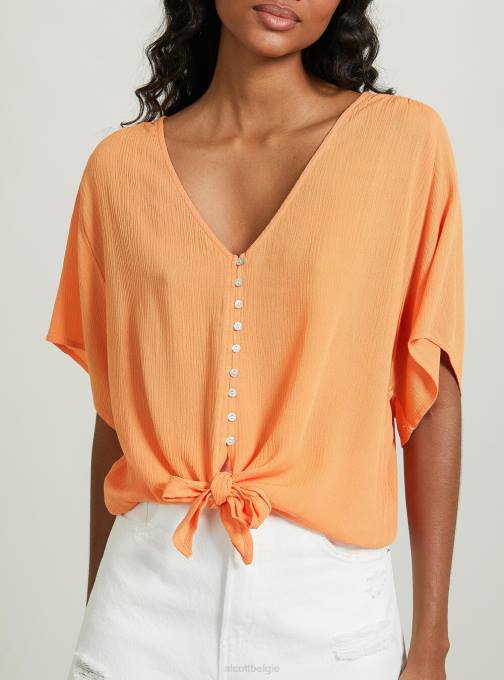 vrouwen Alcott wh2 wit shirt met v-hals en knoop in de taille kleding PT24168