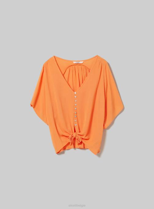 vrouwen Alcott wh2 wit shirt met v-hals en knoop in de taille kleding PT24168