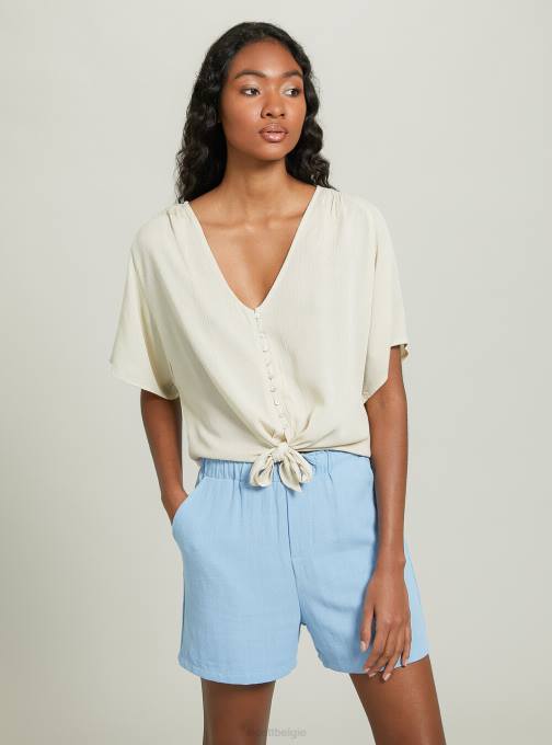 vrouwen Alcott wh2 wit shirt met v-hals en knoop in de taille kleding PT24219