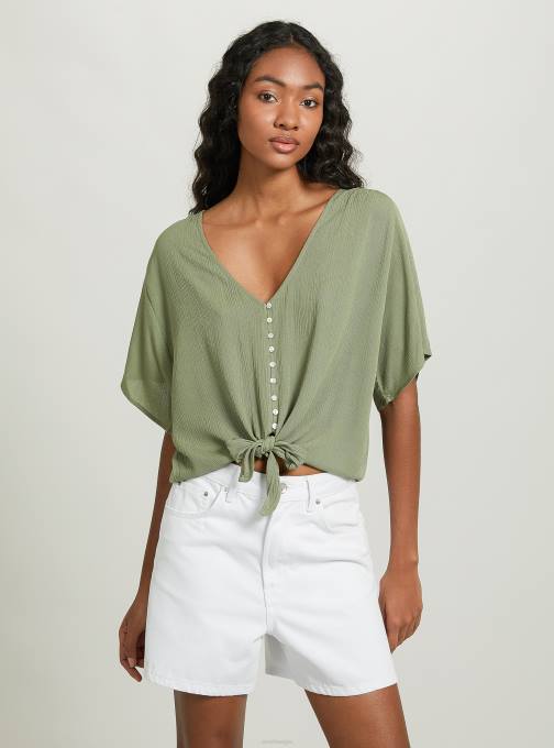 vrouwen Alcott wh2 wit shirt met v-hals en knoop in de taille kleding PT24240