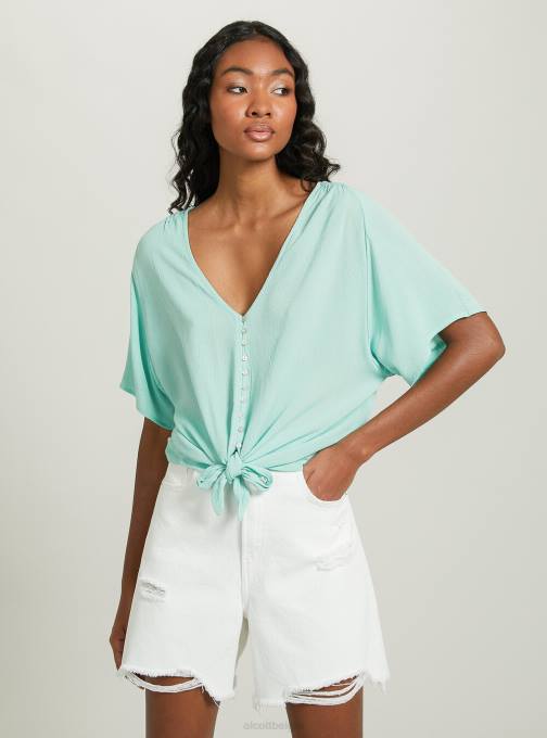 vrouwen Alcott wh2 wit shirt met v-hals en knoop in de taille kleding PT24390