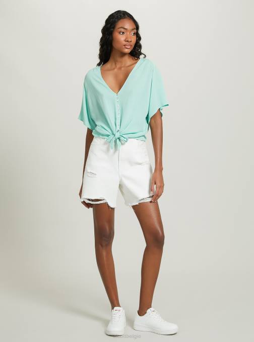 vrouwen Alcott wh2 wit shirt met v-hals en knoop in de taille kleding PT24390