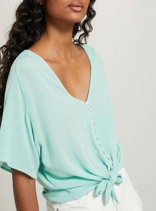 vrouwen Alcott wh2 wit shirt met v-hals en knoop in de taille kleding PT24390