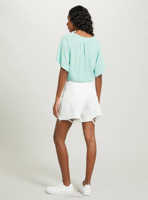 vrouwen Alcott wh2 wit shirt met v-hals en knoop in de taille kleding PT24390